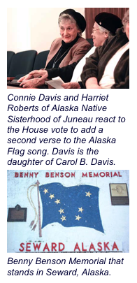 Carol Beery Davis, a longtime Juneau resident and musician, at the age of 95, wrote a second verse in 1986 to "Alaska's Flag."